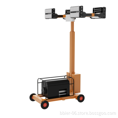 Mobile Light Tower with LED Working Lights, 1200W Generator, and Telescopic Mast